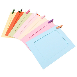 Cadre <span class=keywords><strong>photo</strong></span> en papier paysage coloré simple de haute qualité, personnalisable, cadres en carton multi-tailles avec pinces, commandes OEM acceptées - Product Image 6