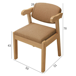 Nueva Silla de Comedor Moderna Nórdica Francesa Simple de Madera Maciza con Reposabrazos Tapizados en Cuero para Hogar, Oficina, <span class=keywords><strong>Sala</strong></span> de Estar y Hoteles L104 - Product Image 2