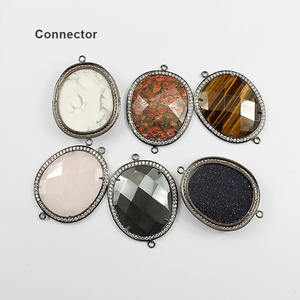 Pendentif hip hop en pierre précieuse, œil de tigre naturel, turquoise, hématite, rose, quartz, cristal - Product Image 1