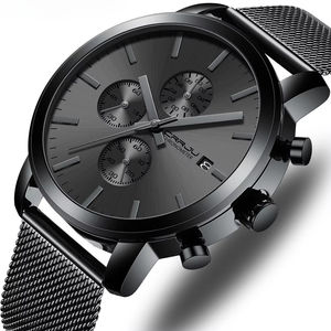 <b>Men's</b> Three-Eye Chronograph <b>Sport</b> Fashion <b>Watch</b> Ultra Thin Breathable Stainless Steel Mesh Strap 30m Water Resistant Quartz - Product Image 2
