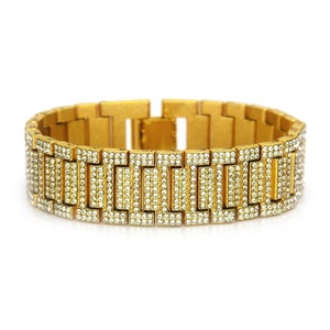 RQ fábrica al por mayor aleación con Bling Rhinestone Hip Hop Iced Out 21mm ancho reloj cadena pulsera - Product Image 2
