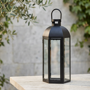 Wholesale Handmade Hexagonal Shape Classic <b>Black</b> Metal Candle Holder <b>Lantern</b> for Indoor/Outdoor Home Decoration and Christmas - Product Image 1