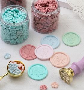 Granulés de cire à cacheter divisés, matériaux pour tampons, perles de cire à cacheter, palettes octogonales motif tournesol, pour emballage cadeau, manuels, DIY. - Product Image 4