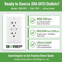 Stopkontak GFCI BAREP 20A 125V Bersertifikasi CULus dengan Indikator LED Ganda dan Uji Otomatis untuk Kamar Mandi, Dapur, dan Area Basah