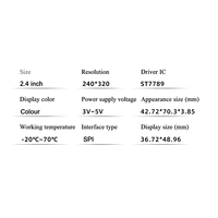 Modul Layar LCD TFT 2.4 Inci ST7789 240X320 8-Pin SPI Layar Warna untuk MCU Arduino ESP32 Proyek DIY Tertanam M105