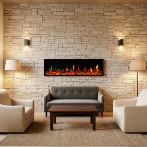 <span class=keywords><strong>Chimenea</strong></span> Eléctrica Empotrada con Pantalla LCD - Diseño Moderno, Efectos de Llama Multicolor, Calefacción Ajustable, Control Remoto, Certificación CE - Product Image 4