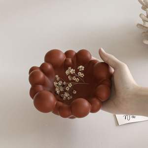 แม่พิมพ์ซิลิโคนสำหรับตกแต่งเชิงเทียนยิปซั่มถ้วยเทียนหอมแบบฟองไม่สมมาตร - Product Image 2