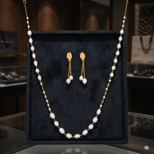 Latest Market Design Classic Mala Moti <b>Pearl</b> Necklace <b>Set</b> with Gold Plating for Wedding Party Engagement 427531 - Product Image 2