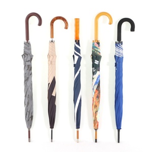 Wholesale J Wooden Handle Straight Sticks Wood <b>Umbrella</b> with Manual Control Metal Frame-Promotional Advertising - Product Image 4