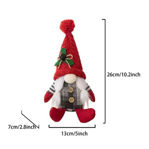 Lot de 2 Gnomes de Noël Faits Main Écologiques, Poupées Gnomes Suédoises Assises en Plastique avec Chapeaux Tricotés et Pompons, Style Ferme pour les Fêtes - Product Image 5