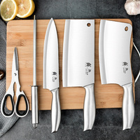 Ensemble de couteaux de chef professionnels, acier inoxydable tranchant, multifonction, avec bloc en bois
