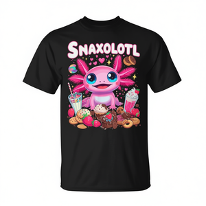 T-Shirt Unisex Snaxolotl Axolotl con Stampa Digitale, Design a Tema Cibo, Manica Corta, Girocollo, per Attività Promozionali - Product Image 3
