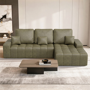 L-Shaped Modular <b>Sofa</b> Bed Set with Oversized Design Sponge-Filled Faux Leather Upholstery Home Furniture - Product Image 1