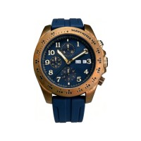 Montre chronographe automatique vintage en bronze pour homme, cadran noir, bracelet en silicone, montre-bracelet de sport