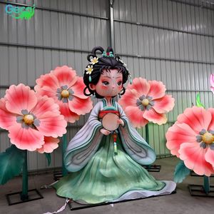 GECAI Grande lanterne de fête traditionnelle chinoise en bois de soie avec métal pour jardin Playhouse Airport - Product Image 4