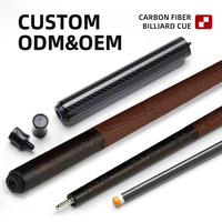 TAVON Queue de billard professionnelle en fibre de carbone, acier inoxydable, noir discret, revêtement en cuir texturé, queue de billard Pro OEM