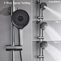 Colonne de douche thermostatique moderne avec mitigeur et bouton poussoir 4 voies, kit complet de douche à touches piano