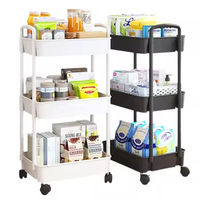 Étagère de rangement multifonctionnelle à deux niveaux en plastique ABS pour la maison, étagère à légumes, chariot de cuisine, salle de bain, chambre à coucher avec roulettes, non pliable