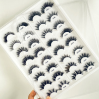 Cils en faux vison faits à la main réutilisables, bande de coton 16-18mm, cils 3D volumineux, logo personnalisé, vente en gros