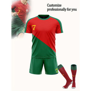 Ensemble de maillot et short de football personnalisé deux pièces unisexe respirant grande taille à séchage rapide 7 uniformes d'entraînement pour équipes de match - Product Image 4