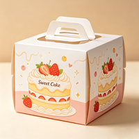 Boîte à gâteau personnalisée imprimée avec motif fraise, boîte de transport pour gâteau, boîte d'emballage pour gâteau d'anniversaire avec poignée, boîte en papier kraft
