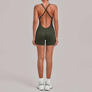 Nouvelle <span class=keywords><strong>combinaison</strong></span> de yoga personnalisée pour <span class=keywords><strong>femme</strong></span>, dos croisé, tenue de sport moulante, avec coussinets de poitrine amovibles, tenue de yoga une pièce pour la gym - Product Image 4