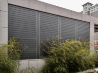 Système de clôture motorisée extérieure Hunters avec persiennes horizontales et panneau de ventilation à commande à distance