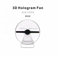 Ventilateur d'affichage holographique LED 3D HD de 30 cm pour bureau avec 256 LED, 16 Go de mémoire, rechargeable, WIFI, publicité holographique