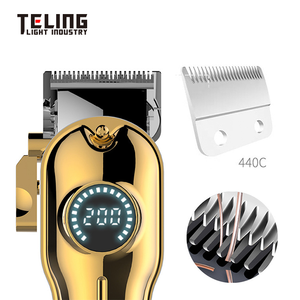 Professionnel hommes barbier tondeuse à cheveux métal sans fil <span class=keywords><strong>Salon</strong></span> homme tondeuse batterie au Lithium acier inoxydable électrique LCD affichage tout - Product Image 3