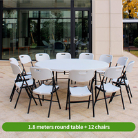 Ensemble de table à manger pliable moderne, 60 pouces/150 cm, cadre en acier durable blanc, plateau en contreplaqué, PVC, hôtel, restaurant, mariage, extérieur