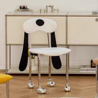 Chaise de style crème mi-siècle, chaise de salle à manger avec dossier en forme de chien et de Mickey, tabouret de coiffeuse pour la maison, la chambre et la salle à manger