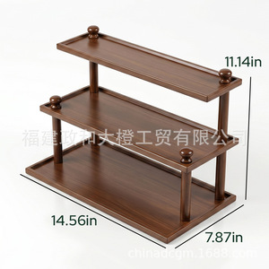 Solid Wood <b>Desktop</b> <b>Shelf</b> 14.56x7.87x11.14in Multi Layer Organizer For Desk Storage - Product Image 1