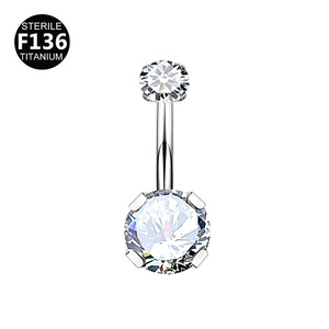 Piercing per <span class=keywords><strong>Ombelico</strong></span> con Catena a Farfalla in Titanio F136 con Zirconi e Filettatura Interna - Product Image 6