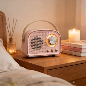 Haut-parleur Bluetooth portable rétro vintage avec poignée, radio FM, TF, AUX, 5-10W, décoration d'intérieur, haut-parleur de bureau, pour cadeau, vente en gros OEM - Product Image 2