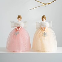 Ornement de Noël à suspendre à la fenêtre, en forme de poupée ange avec couronne en cœur