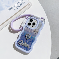 Pour iPhone 17 16 15 14 13 12 11 Diamant Coeur TPU Couverture de Téléphone pour Samsung A17 A07 A56 A06 Filles Téléphone Cas De Luxe avec Corde