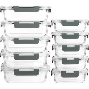 Sưởi Ấm Bát Trong Suốt Tươi Giữ Thực Phẩm Cấp Thủy Tinh Container Vuông Cao Borosilicate Kính Ăn Trưa Container - Product Image 2