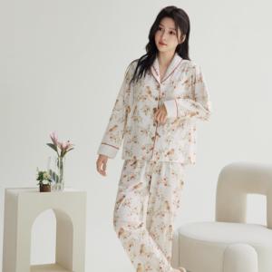 Nuovo <span class=keywords><strong>Pigiama</strong></span> Premaman in 100% <span class=keywords><strong>Cotone</strong></span> <span class=keywords><strong>Interlock</strong></span> per l'Autunno |   Stile floreale country, carino, regolabile, abbigliamento per l'allattamento domestico - Product Image 3