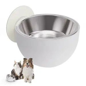 tazones y alimentadores de mascotas Suspension Magnetic Suction Stainless Steel Pet Bowls Feeders Dog Bowls