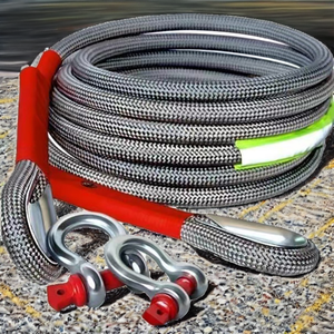 Outils d'urgence en plein air Corde de remorquage en nylon/polyester épais + métal 3M-9M Assistance pour véhicule, camion, remorque Blanc/Beige - Product Image 2