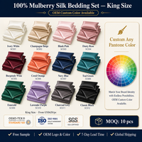 Ensemble de literie 100% soie de mûrier, 4 pièces, housse de couette en soie pure, ensemble de draps avec 2 taies d'oreiller, ensemble de linge de lit taille King Queen