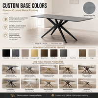 Ensemble de table à manger moderne en céramique noire ovale pliable avec pieds en métal, résistant aux traces de doigts, 8 places, style nordique/industriel, hôtel