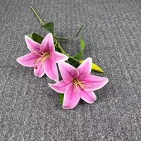 Tête de fleur de lys en soie 3D de haute qualité lys artificiel décorer des fleurs de gâteau de mariage