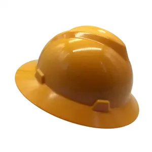 MSA style V-Shaped Yellow ANSI standard Plastic HDPE Full brim personal head protective hard hat construction safety helmet