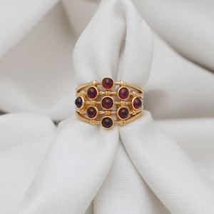 Hot Selling 18K Gold Plated <b>Garnet</b> Stone Birthstone <b>Rings</b> Waterproof Gemstone Jewelry for Wedding and Party Size 18K - Product Image 3