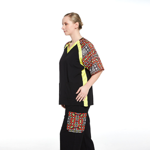 Conjunto de Uniforme Médico con Estampado Tribal Africano para Mujer |   Uniforme Médico Elástico para Clínica Estética, Consultorio Pediátrico, Hospital Veterinario - Product Image 3
