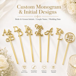 Palillos mezcladores reutilizables con monograma dorado para bodas, agitadores <span class=keywords><strong>de</strong></span> cóctel <span class=keywords><strong>de</strong></span> plástico personalizados para bebidas <span class=keywords><strong>de</strong></span> lujo en bares <span class=keywords><strong>de</strong></span> bodas - Product Image 2