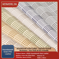 Tissu en cuir PU imprimé pied-de-poule Kemerlin, cuir artificiel à rayures quadrillées pour sacs à main, canapés, matériaux de fabrication de chaussures