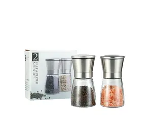 Garrafa de vidro para cozinha, conjunto de triturador de sal e pimenta