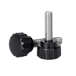 Vis de serrage réglable à molette en étoile en acier inoxydable à filetage mâle, avec poignée ronde en bakélite noire - Product Image 3